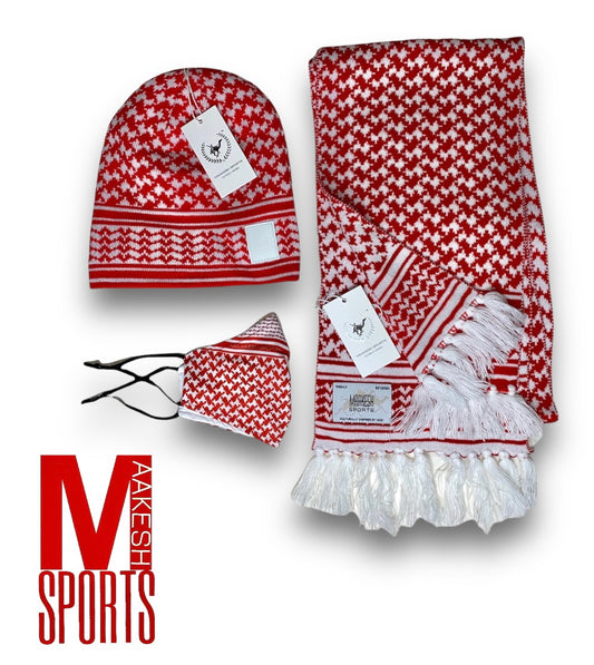 Shemagh Beanie & Scarf set - Red / White